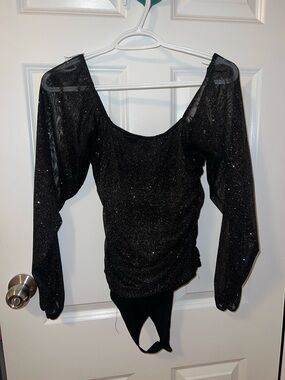 Eclipse Black Sparkle Long-Sleeve Bodysuit